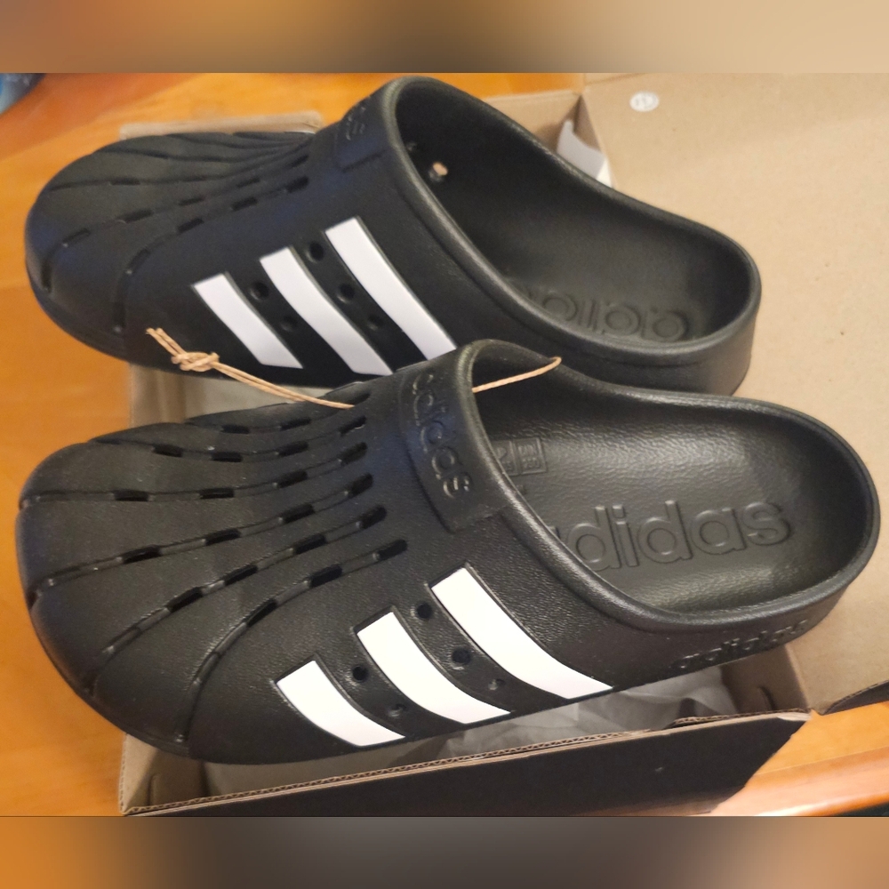 NIB Black Adidas Adilette Clog Mens Size 7 Womens Size 8 NEW